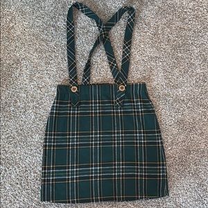 plaid hollister suspender skirt